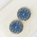 18 mm  Desert Rose handmade glass cabochon Sapphire x 2 pc(s)