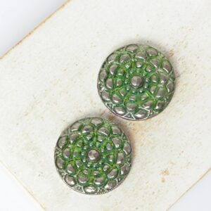 18 mm  Desert Rose handmade glass cabochon Vitrail Green x 2 pc(s)