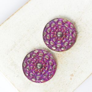 18 mm  Desert Rose handmade glass cabochon Vitrail Pink x 2 pc(s)