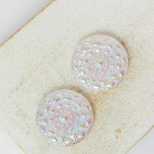 18 mm Desert Rose handmade glass cabochon White Rose AB x 2 pc(s)