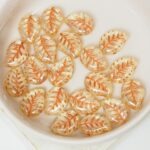 9x12 mm Leaf beads Crystal Orange Copper Painted x 20 pc(s)