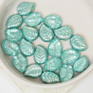 9x12 mm Leaf beads Metallic Seafoam x 20 pc(s)