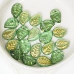 9x12 mm Leaf beads Golden Emerald x 20 pc(s)