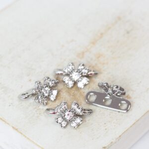 8x12 mm 3 Hole Four Petals Spacer Bar Platinum-colored x 4 pc(s)