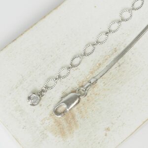 1.6 mm Flat Snake chain with Luxury Extender Platinum-colored x 45 cm
