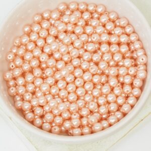 4 mm Round Glass beads Pearly Rose Peach x 60 pc(s)