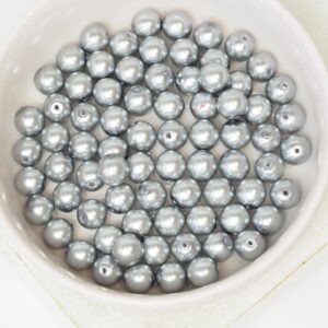 6 mm Round Glass beads Pearly Silver x 40 pc(s)