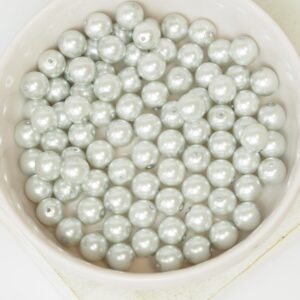 6 mm Round Glass beads Pearly Grey Mist x 40 pc(s)