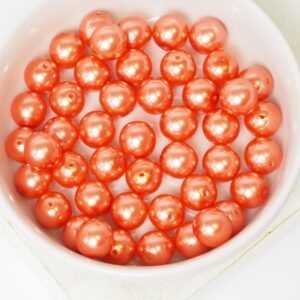 8 mm Round Glass beads Pearly Terracotta x 20 pc(s)