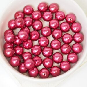 8 mm Round Glass beads Pearly Cranberry x 20 pc(s)