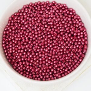 2 mm Round Glass beads Pearly Cranberry x 100 pc(s)
