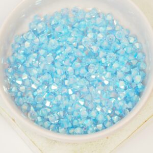 4 mm Preciosa bicone beads Malibu Blue AB 2X x 50 pc(s)