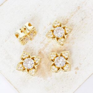 9x9 mm Kiss of Petals Spacer Bar Gold-colored  x 4 pc(s)