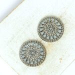 18 mm  Starbloom handmade glass cabochon Ivory with Silver Wash x 2 pc(s)