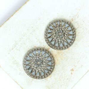 18 mm Starbloom handmade glass cabochon Ivory with Silver Wash x 2 pc(s)