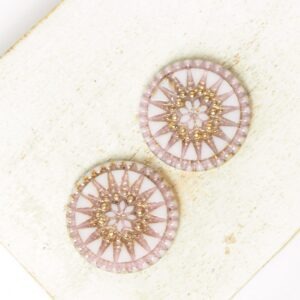 18 mm Starbloom handmade glass cabochon Rose with Gold Wash x 2 pc(s)