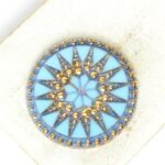 34 mm  Starbloom handmade glass cabochon Light Blue with Gold Wash x 1 pc(s)