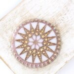 34 mm  Starbloom handmade glass cabochon Rose with Gold Wash x 1 pc(s)