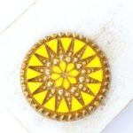 34 mm  Starbloom handmade glass cabochon Tuscan Yellow with Gold Wash x 1 pc(s)