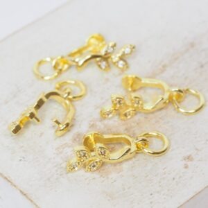 5.5x16 mm Leaf of Kiss Pendant with Open Jumpring Gold-colored x 4 pc(s)