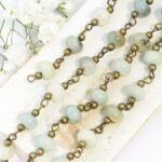 Decoration Chain with Amazonite beads Antique bronze x 1 m