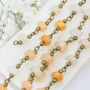 Decoration Chain with Sunstone beads Antique bronze x 1 m