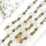 Decoration Chain with Transparent AB beads Antique bronze x 1 m