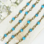 Decoration Chain with Turquoise beads Antique bronze x 1 m