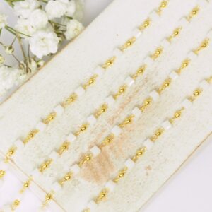 Decoration Chain with White beads Gold-colored x 0.50 m
