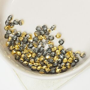 3 mm Fire-polished round beads Crystal Aurum Half x 100 pc(s)