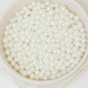4 mm Round Glass beads Pearly White x 60 pc(s)