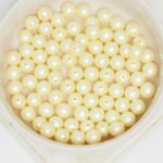 6 mm Round Glass beads Alabaster Pastel Cream x 40 pc(s)