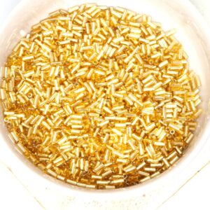 Miyuki Bugle 3 mm 3 Gold Silver Lined x 15 g
