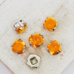 8.5x8.5 mm square glass cabochon Copper Opal with silver-colored claw x 6 pc(s)
