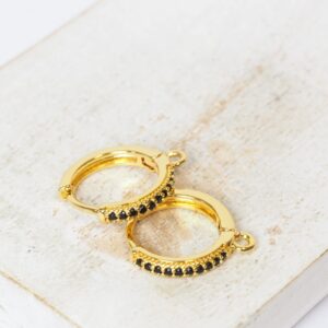 14x16 mm Black Round Leverback Earring Gold-colored x 2 pc(s)