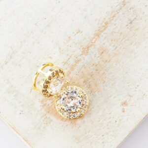 7x9.5 mm Sparkly Round Charm Gold-colored x 2 pc(s)