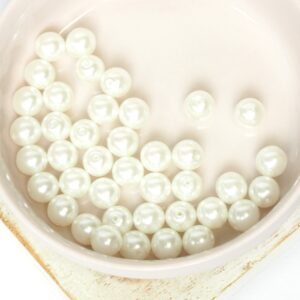 6 mm Round Glass beads Pearly White x 40 pc(s)