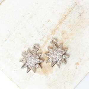 11x14 mm Double Star Charm Platinum-colored x 2 pc(s)