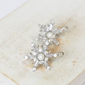 13x18 mm Snowflake Pearl Earstud with Loop Platinum-colored x 2 pc(s)