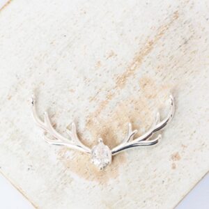 16x29 mm Dear Connector with Zircon Silver-colored x 1 pc(s)