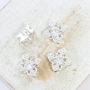 9x9 mm Kiss of Petals Spacer Bar Silver-colored x 4 pc(s)