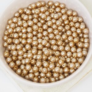 4 mm Round Glass beads Pearly Mocha Latte x 60 pc(s)