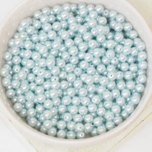 4 mm Round Glass beads Pearly Silver Blue x 60 pc(s)