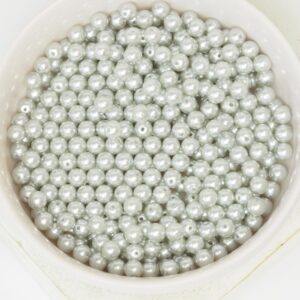 4 mm Round Glass beads Pearly Grey Mist x 60 pc(s)