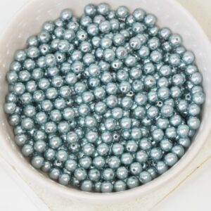 4 mm Round Glass beads Pearly Smoked Silver x 60 pc(s)