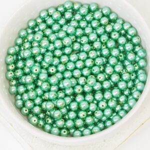 4 mm Round Glass beads Pearly Shell Green x 60 pc(s)