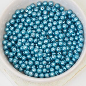 4 mm Round Glass beads Pearly Nile Blue x 60 pc(s)