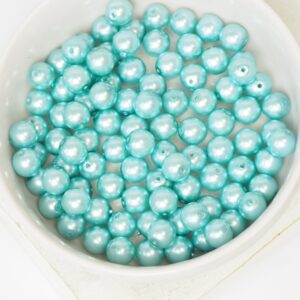 6 mm Round Glass beads Pearly Tiffany Blue x 40 pc(s)