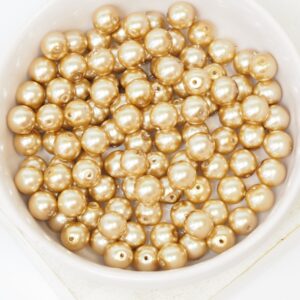 6 mm Round Glass beads Pearly Mocha Latte x 40 pc(s)