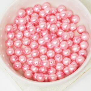 6 mm Round Glass beads Pearly Rose x 40 pc(s)